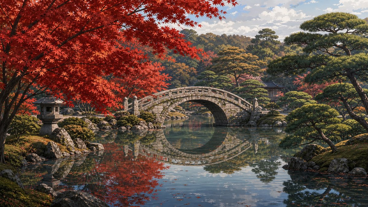 縮景園の紅葉